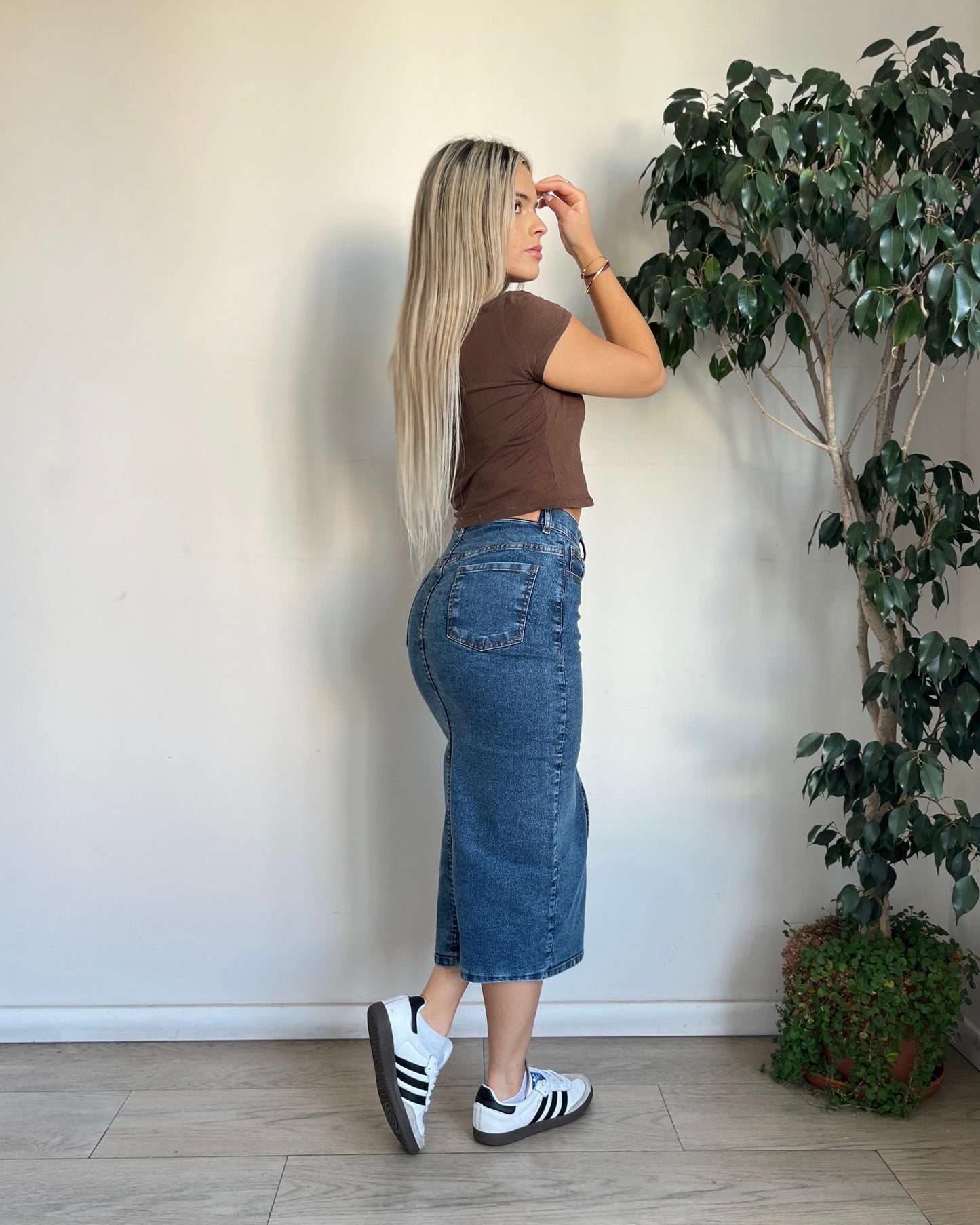 Falda denim long