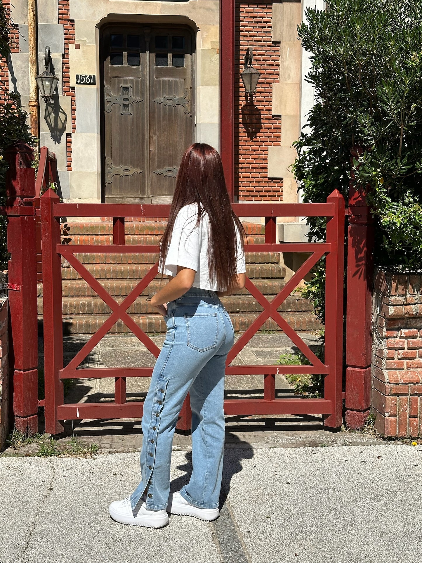 WIDE con tajo abotonado Jean
