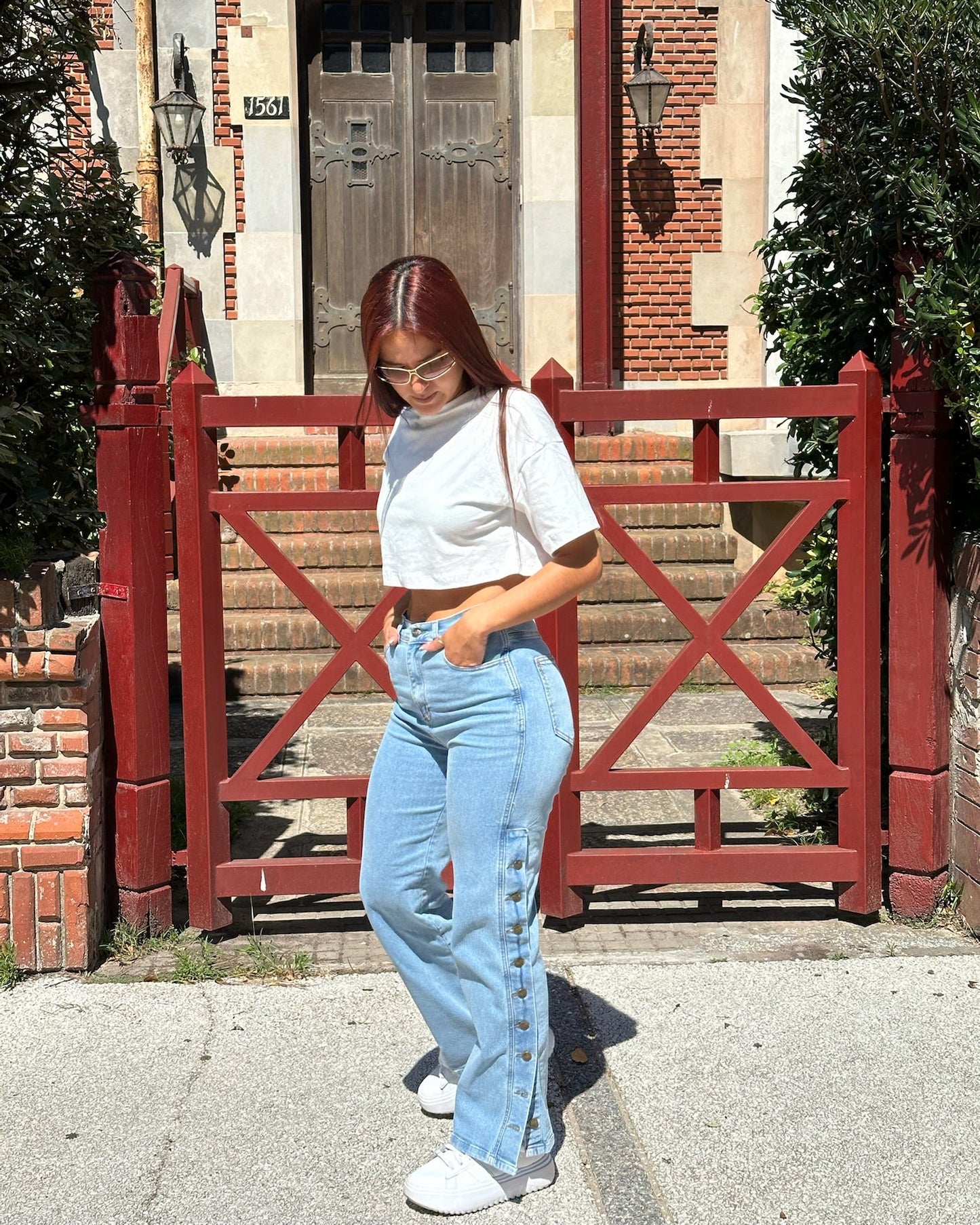 WIDE con tajo abotonado Jean