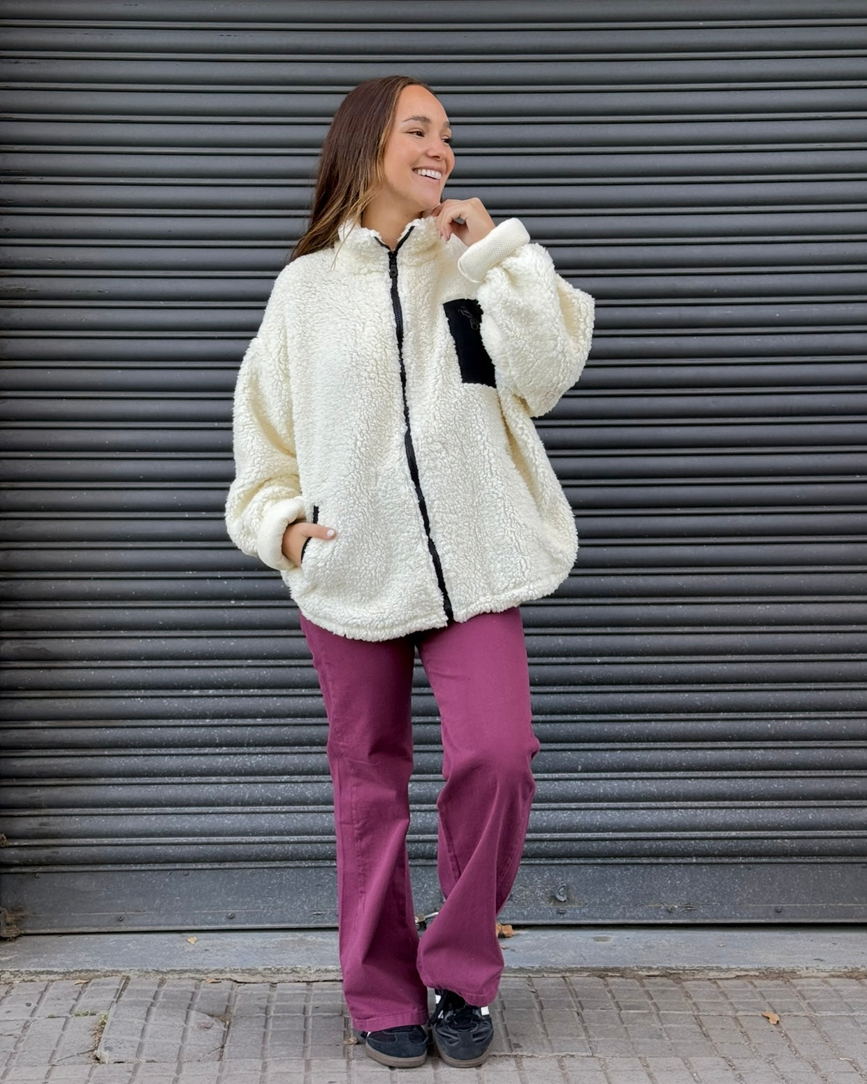 Campera peluche blanca