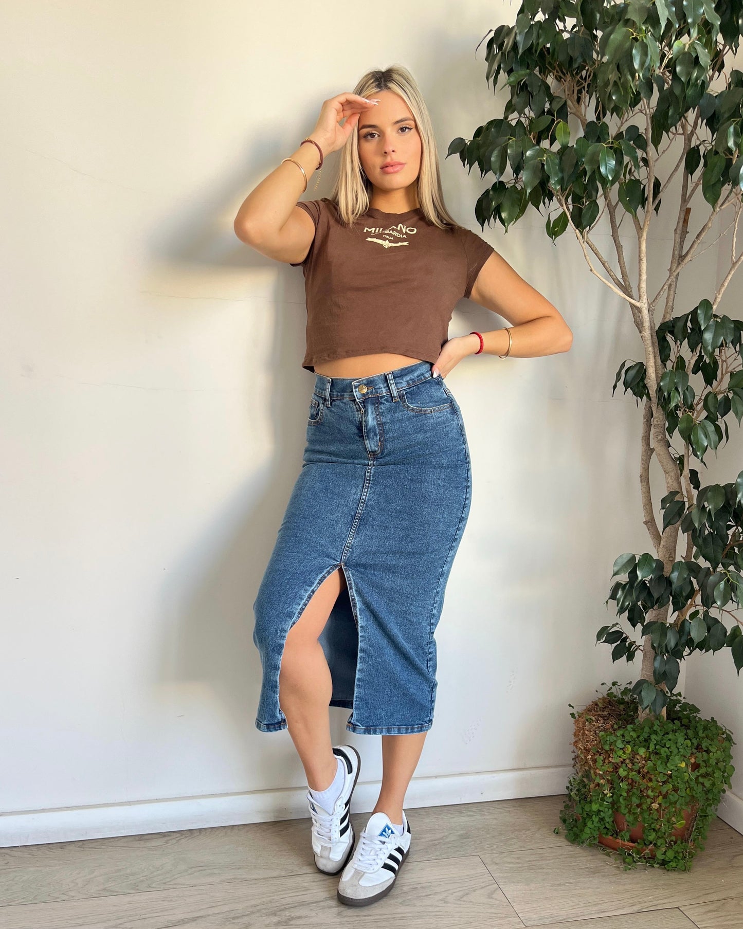 Falda denim long