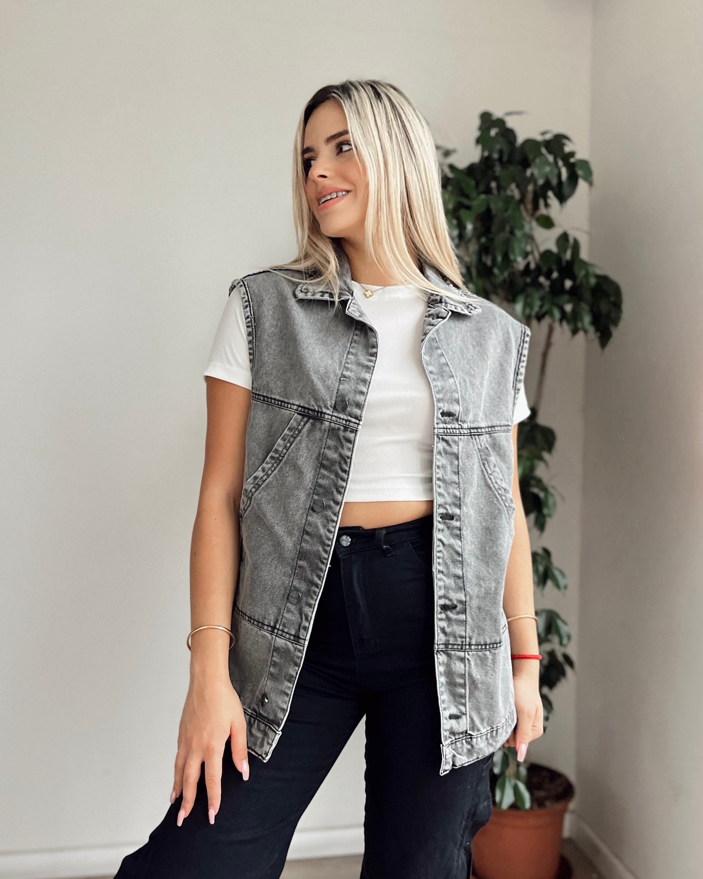 Chaleco jean - gris