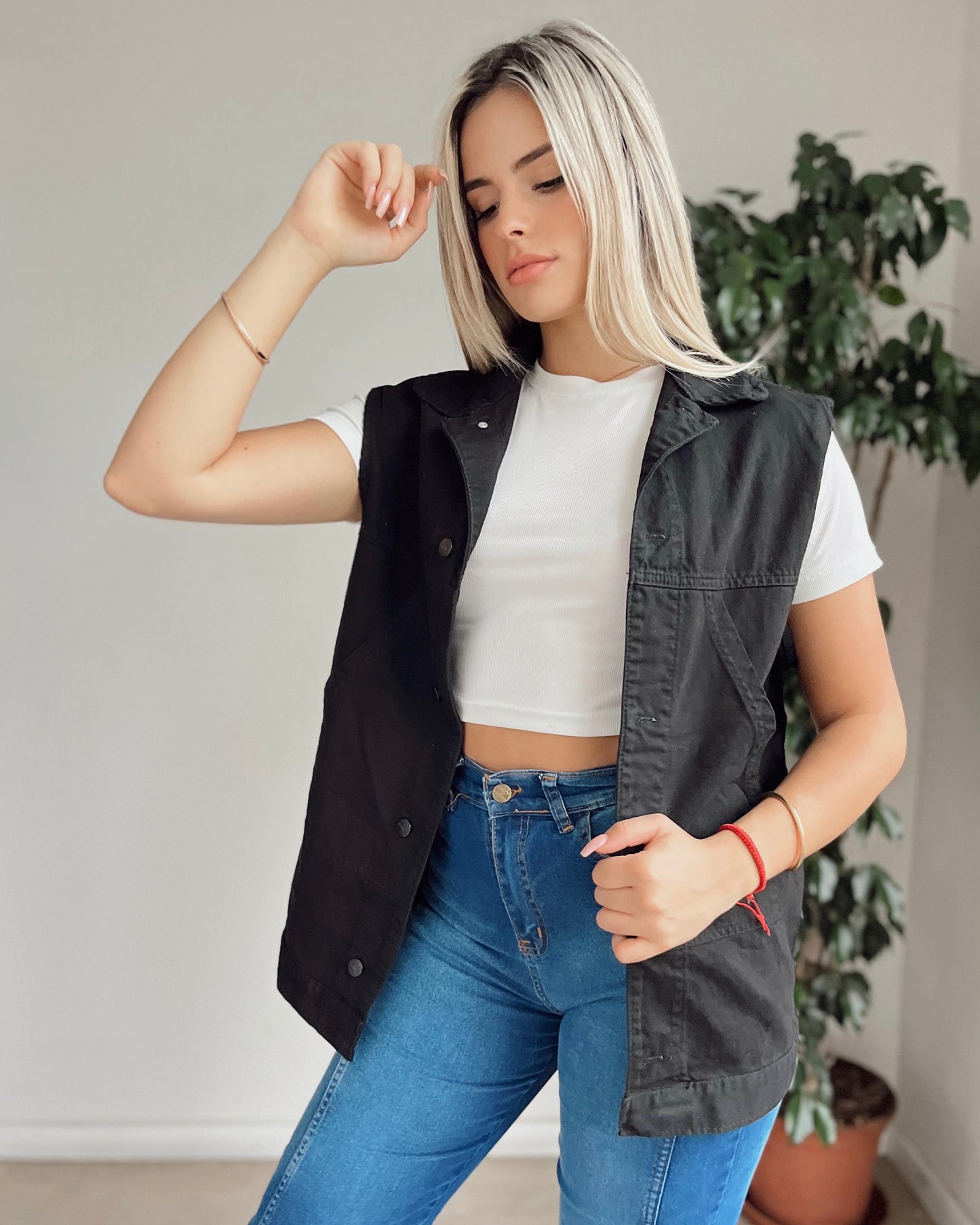 Chaleco Jean - negro