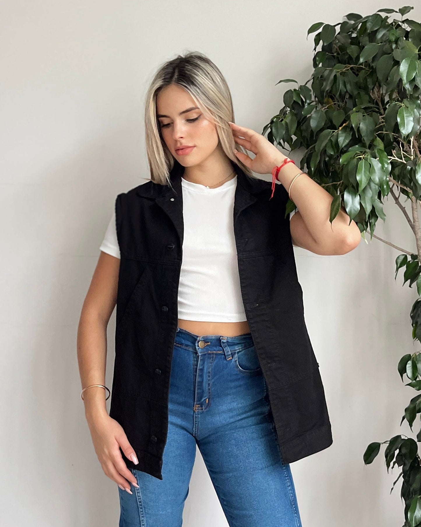 Chaleco Jean - negro