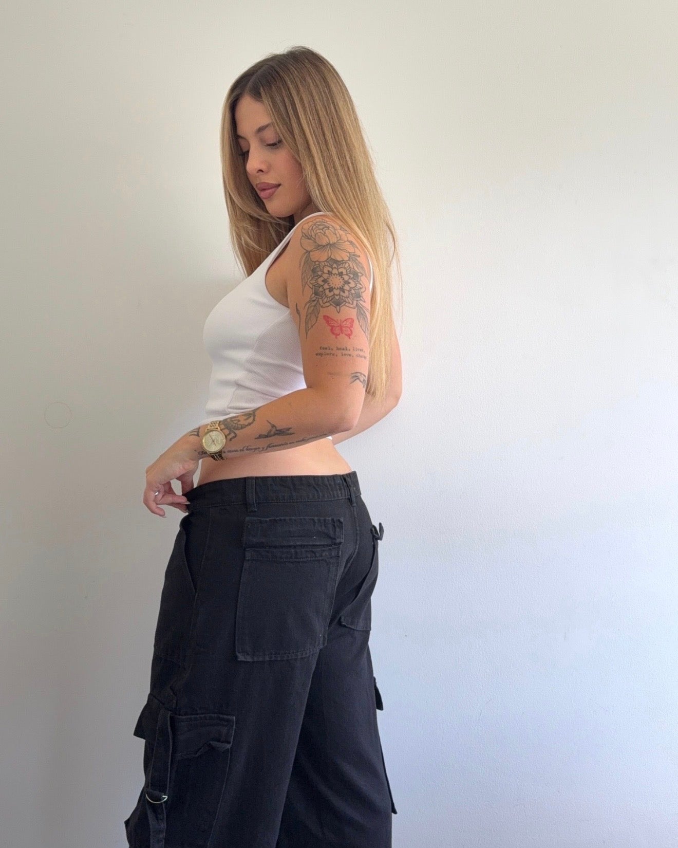 Cargo tiro bajo - negro