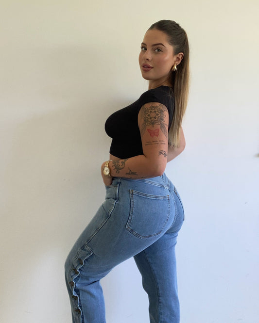 WIDE con tajo abotonado Jean