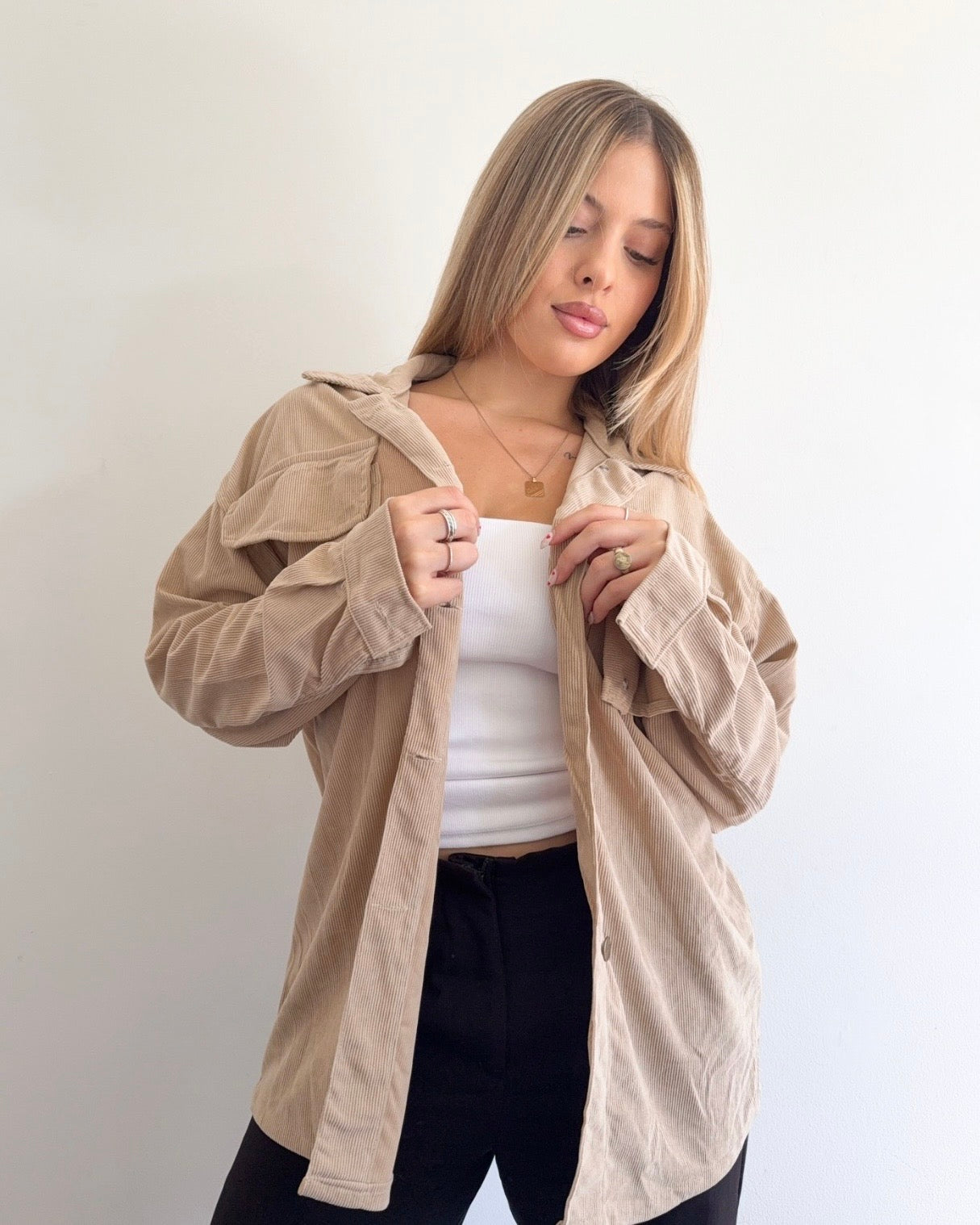 Sobrecamisa pana - beige
