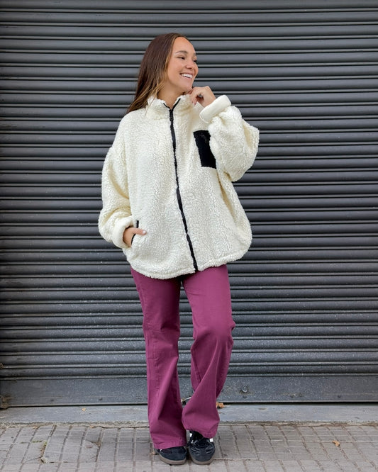 Campera peluche blanca