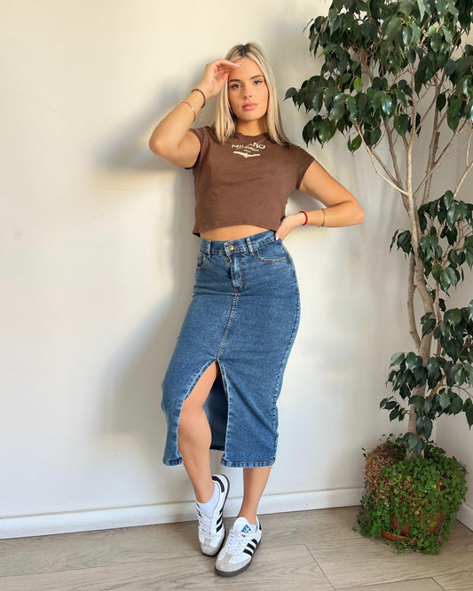 Falda denim long
