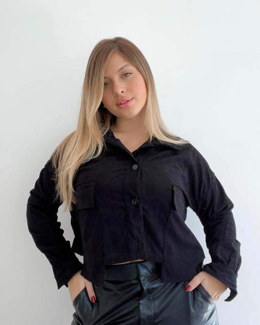 Camisa de pana negra