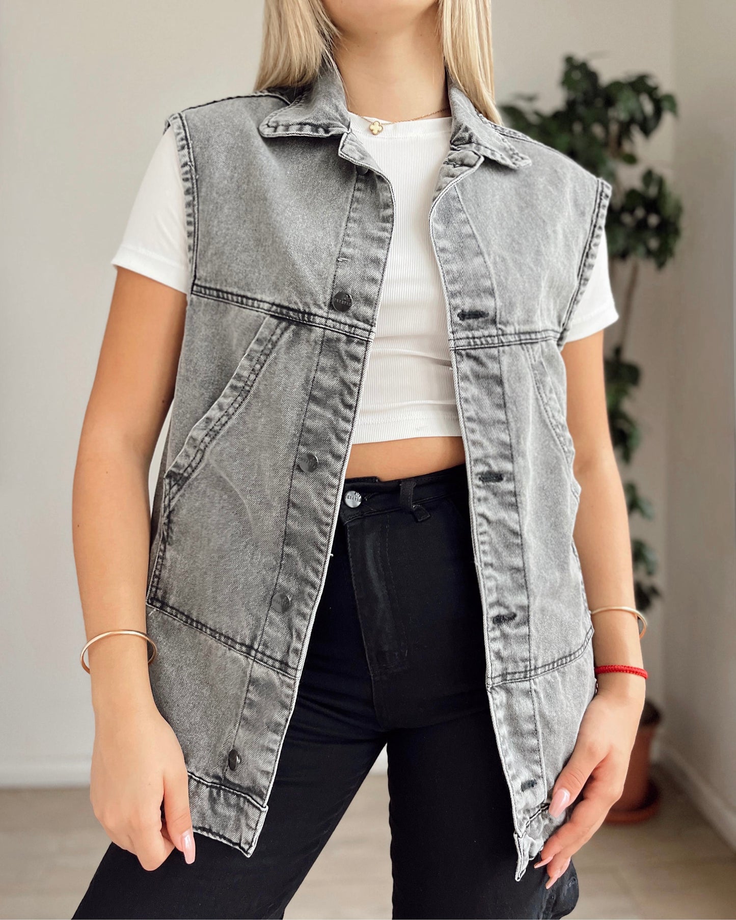 Chaleco jean - gris